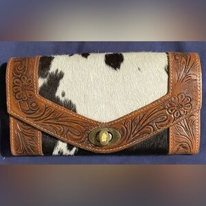 Myra Advent Tooled Leather Cowhide Wallet.